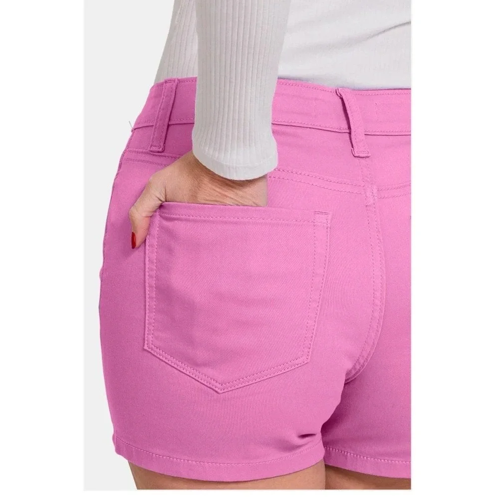 Zenana High Waist Denim Shorts Mauve Pink Five Pocket Stretch 58% Cotton Small